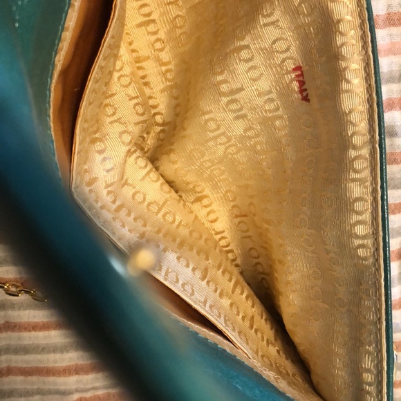 Vintage Pomodoro leather flap bag with clasp and gold chain - Picture 3 of 3